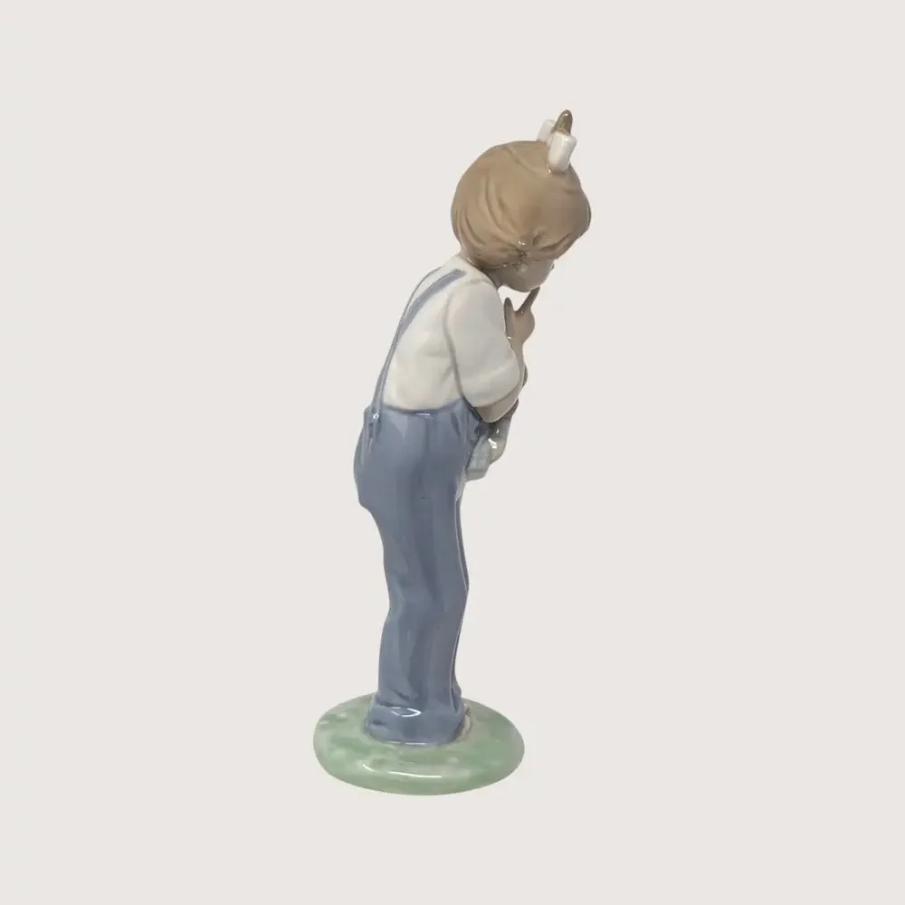1990s Nao by Lladro Hush Girl Holding Doll Spanish Porcelain Figurine